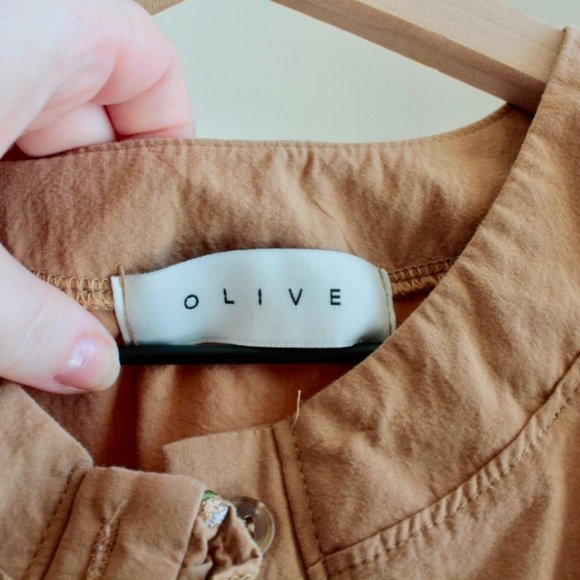 Tan/Beige Ruffle Embroidered Babydoll Dress OSFA - Picture 4 of 7